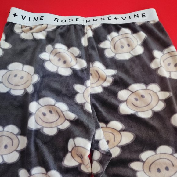 Rose + Vine happy flowers grey pyjama pants women's size XS - Picture 2 of 7